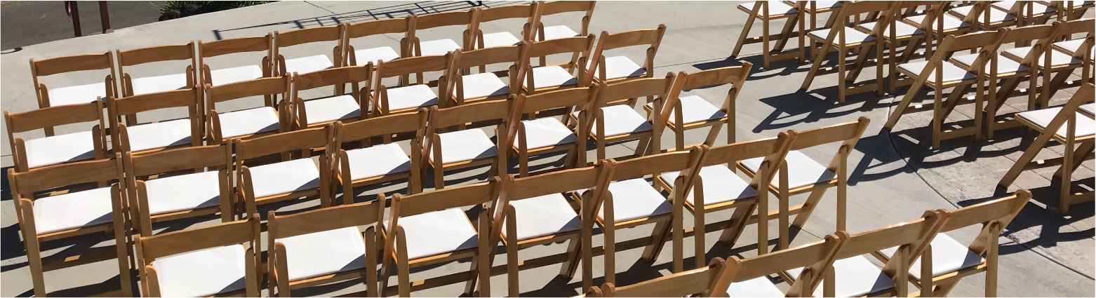 Chairs set up for a wedding event in Twin Falls, ID by Party Center Rentals